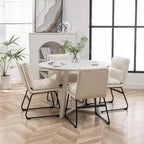 Ensemble de salle à manger rond Innes de Roundhill Furniture, table à manger avec piètement à tréteaux et 4 chaises élégantes, 5 pièces