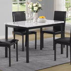 Table de salle à manger Roundhill Furniture Noyes en métal avec plateau en faux marbre stratifié, blanc cassé