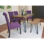 Ensemble de salle à manger 6 pièces Ashford, table à manger avec pieds épingle à cheveux, 4 chaises et banc, 4 options de couleur