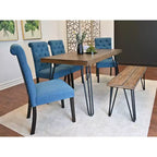 Ensemble de salle à manger 6 pièces Ashford, table à manger avec pieds épingle à cheveux, 4 chaises et banc, 4 options de couleur