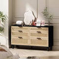 51.18/59.06W Rattan Dresser with 6 Drawers, Storage Cabinet with Metal Handle & Wood Legs - ModernLuxe