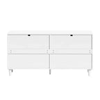 Commode en rotin 51.18/59.06W à 6 tiroirs, meuble de rangement avec poignée en métal et pieds en bois - ModernLuxe
