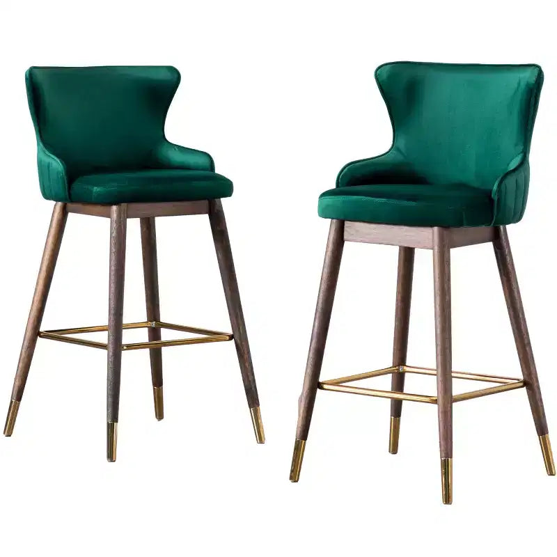 Tabourets de bar à dossier ailé recouverts de tissu Leland de Roundhill Furniture, verts, ensemble de 2