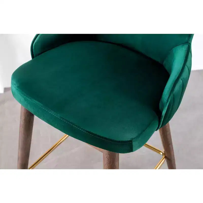 Tabourets de bar à dossier ailé recouverts de tissu Leland de Roundhill Furniture, verts, ensemble de 2