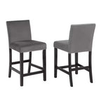 Tabouret de comptoir contemporain en velours Roundhill Furniture Cobre avec garniture cloutée, gris, lot de 2