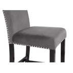 Tabouret de comptoir contemporain en velours Roundhill Furniture Cobre avec garniture cloutée, gris, lot de 2