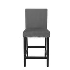 Tabouret de comptoir contemporain en velours Roundhill Furniture Cobre avec garniture cloutée, gris, lot de 2