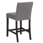 Tabouret de comptoir contemporain en velours Roundhill Furniture Cobre avec garniture cloutée, gris, lot de 2