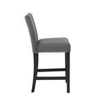 Tabouret de comptoir contemporain en velours Roundhill Furniture Cobre avec garniture cloutée, gris, lot de 2