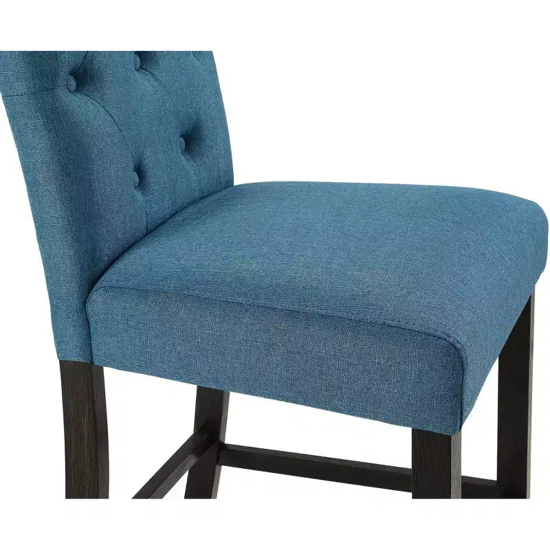 Tabouret de comptoir Roundhill Furniture Leviton en bois massif capitonné Asons, bleu, lot de 2