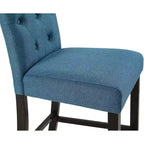 Tabouret de comptoir Roundhill Furniture Leviton en bois massif capitonné Asons, bleu, lot de 2
