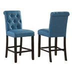 Tabouret de comptoir Roundhill Furniture Leviton en bois massif capitonné Asons, bleu, lot de 2