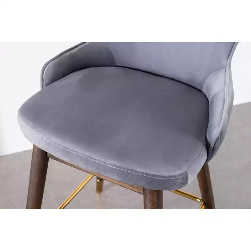 Tabourets de bar rembourrés en tissu Roundhill Furniture Leland, hauteur comptoir, dossier haut, gris, lot de 2