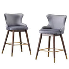 Tabourets de bar rembourrés en tissu Roundhill Furniture Leland, hauteur comptoir, dossier haut, gris, lot de 2