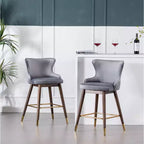Tabourets de bar rembourrés en tissu Roundhill Furniture Leland, hauteur comptoir, dossier haut, gris, lot de 2