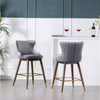 Tabourets de bar rembourrés en tissu Roundhill Furniture Leland, hauteur comptoir, dossier haut, gris, lot de 2