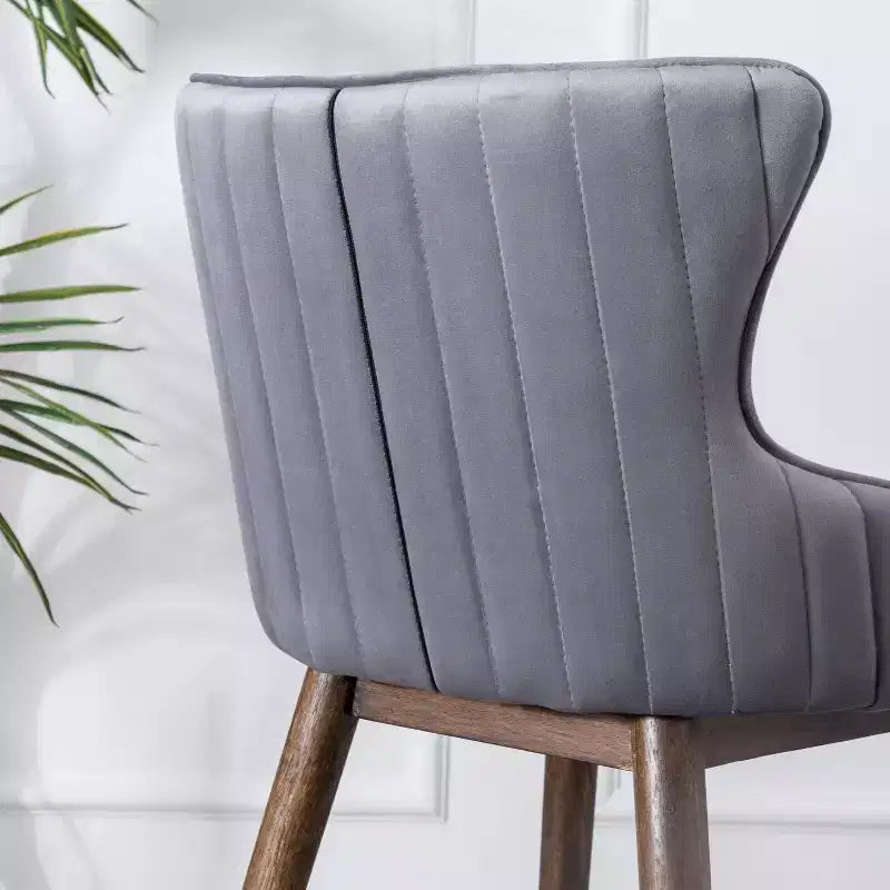 Tabourets de bar rembourrés en tissu Roundhill Furniture Leland, hauteur comptoir, dossier haut, gris, lot de 2