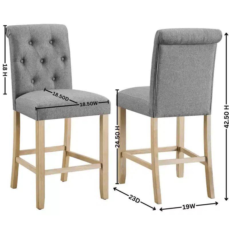 Tabourets de bar en bois massif à dossier touffeté Roundhill Furniture Siena, bleus, lot de 2