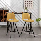 Tabourets de bar en tissu Porth de 28,25 po de Roundhill Furniture, jaune, lot de 2