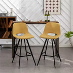 Tabourets de bar en tissu Porth de 28,25 po de Roundhill Furniture, jaune, lot de 2