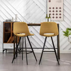 Tabourets de bar en tissu Porth de 28,25 po de Roundhill Furniture, jaune, lot de 2