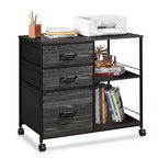 Meuble Classeur Mobile DEXYLLO à 3 Tiroirs, Desserte d'Imprimante Roulante avec Étagère de Rangement Ouverte pour Bureau à Domicile