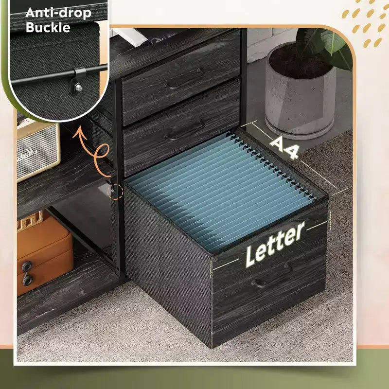 Meuble Classeur Mobile DEXYLLO à 3 Tiroirs, Desserte d'Imprimante Roulante avec Étagère de Rangement Ouverte pour Bureau à Domicile
