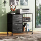 Meuble Classeur Mobile DEXYLLO à 3 Tiroirs, Desserte d'Imprimante Roulante avec Étagère de Rangement Ouverte pour Bureau à Domicile