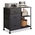 Meuble Classeur Mobile DEXYLLO à 3 Tiroirs, Desserte d'Imprimante Roulante avec Étagère de Rangement Ouverte pour Bureau à Domicile
