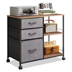 Meuble Classeur Mobile DEXYLLO à 3 Tiroirs, Desserte d'Imprimante Roulante avec Étagère de Rangement Ouverte pour Bureau à Domicile