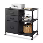 Meuble Classeur Mobile DEXYLLO à 3 Tiroirs, Desserte d'Imprimante Roulante avec Étagère de Rangement Ouverte pour Bureau à Domicile