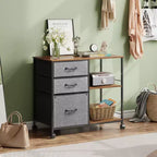 Meuble Classeur Mobile DEXYLLO à 3 Tiroirs, Desserte d'Imprimante Roulante avec Étagère de Rangement Ouverte pour Bureau à Domicile