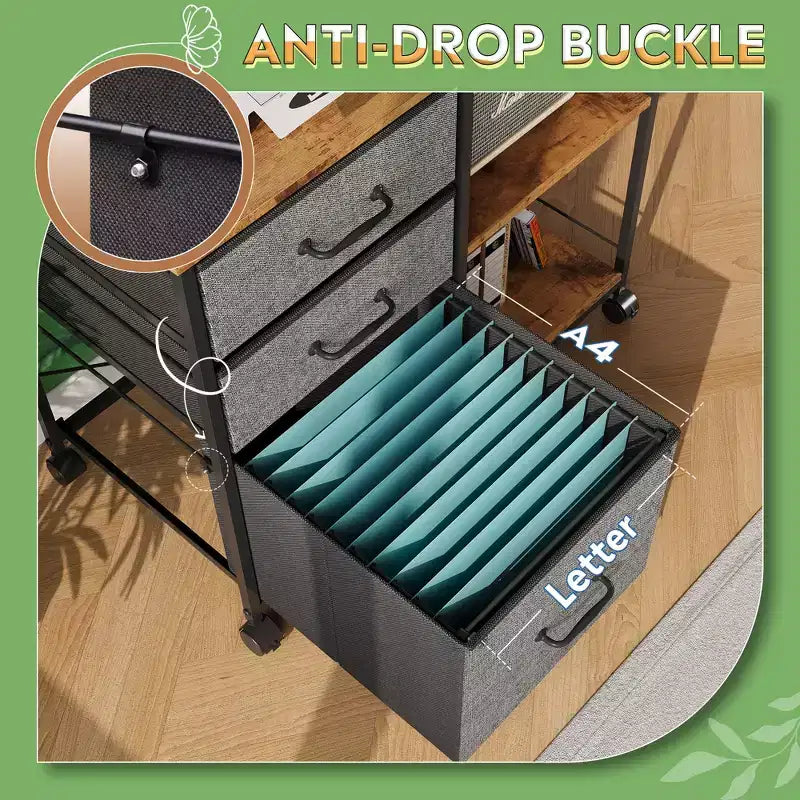 Meuble Classeur Mobile DEXYLLO à 3 Tiroirs, Desserte d'Imprimante Roulante avec Étagère de Rangement Ouverte pour Bureau à Domicile