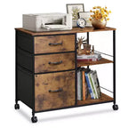 Meuble Classeur Mobile DEXYLLO à 3 Tiroirs, Desserte d'Imprimante Roulante avec Étagère de Rangement Ouverte pour Bureau à Domicile