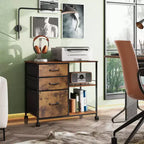 Meuble Classeur Mobile DEXYLLO à 3 Tiroirs, Desserte d'Imprimante Roulante avec Étagère de Rangement Ouverte pour Bureau à Domicile