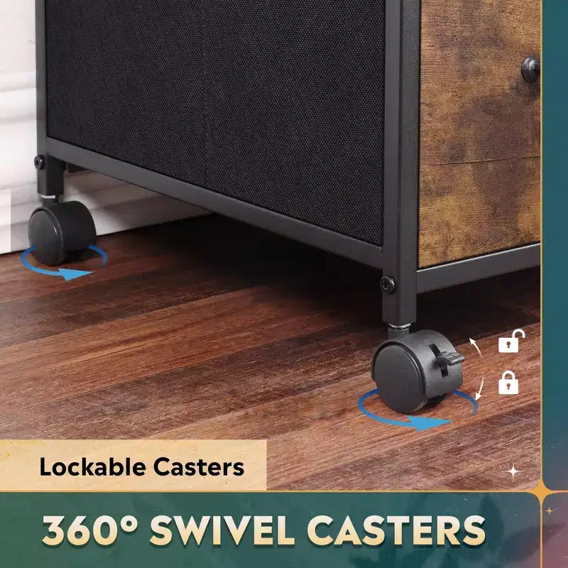Meuble Classeur Mobile DEXYLLO à 3 Tiroirs, Desserte d'Imprimante Roulante avec Étagère de Rangement Ouverte pour Bureau à Domicile