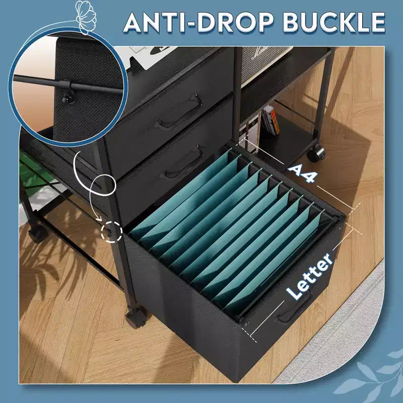 Meuble Classeur Mobile DEXYLLO à 3 Tiroirs, Desserte d'Imprimante Roulante avec Étagère de Rangement Ouverte pour Bureau à Domicile