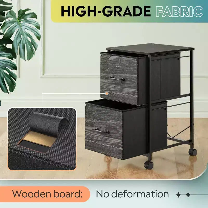 Meuble de classement mobile GALAXHERO à 2 tiroirs, support d'imprimante roulant, meuble de classement vertical en tissu compatible avec les formats A4 ou Lettre pour bureau à domicile