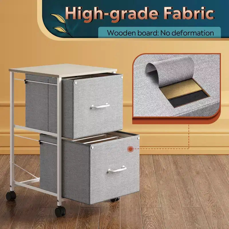 Meuble de classement mobile GALAXHERO à 2 tiroirs, support d'imprimante roulant, meuble de classement vertical en tissu compatible avec les formats A4 ou Lettre pour bureau à domicile