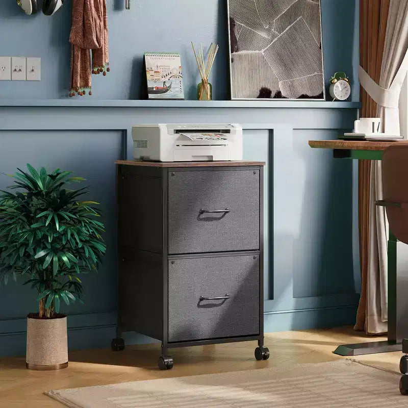 Meuble de classement mobile GALAXHERO à 2 tiroirs, support d'imprimante roulant, meuble de classement vertical en tissu compatible avec les formats A4 ou Lettre pour bureau à domicile