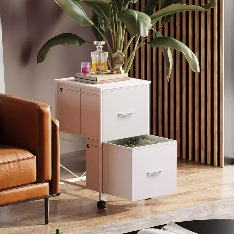 Meuble de classement mobile GALAXHERO à 2 tiroirs, support d'imprimante roulant, meuble de classement vertical en tissu compatible avec les formats A4 ou Lettre pour bureau à domicile