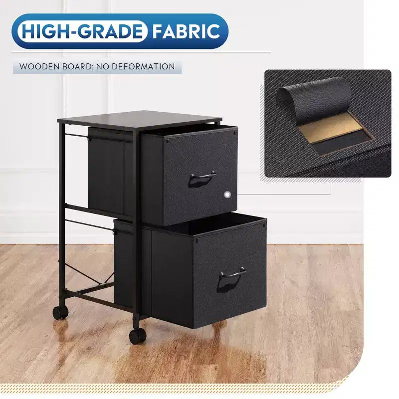 Meuble de classement mobile GALAXHERO à 2 tiroirs, support d'imprimante roulant, meuble de classement vertical en tissu compatible avec les formats A4 ou Lettre pour bureau à domicile