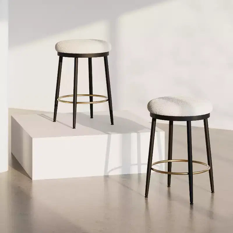 2/4 tabourets de bar, tabourets d'appoint ronds modernes avec cadre en métal, coussin, repose-pieds pour cuisine/chambre/salle à manger - ModernLuxe