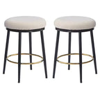 2/4 tabourets de bar, tabourets d'appoint ronds modernes avec cadre en métal, coussin, repose-pieds pour cuisine/chambre/salle à manger - ModernLuxe