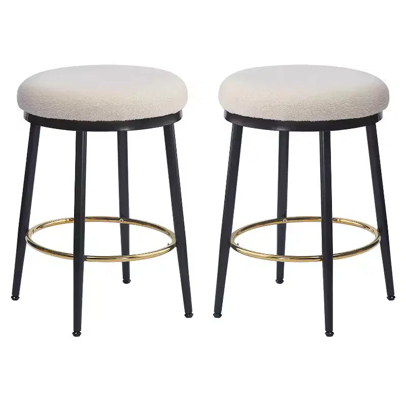 2/4 tabourets de bar, tabourets d'appoint ronds modernes avec cadre en métal, coussin, repose-pieds pour cuisine/chambre/salle à manger - ModernLuxe