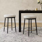 2/4 pcs Counter Stools, Modern Round Accent Stools with Metal Frame, Cushion, Footrest for Kitchen/Bedroom/Dining Room -ModernLuxe