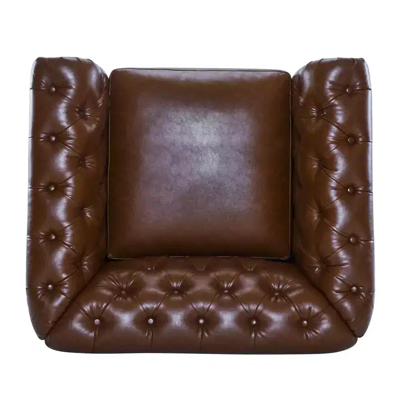 Christopher Knight Home Andrew, fauteuil club pivotant rembourré avec boutons touffetés et accoudoirs roulés, vert foncé/PU