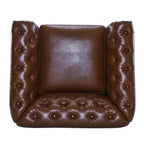 Christopher Knight Home Andrew, fauteuil club pivotant rembourré avec boutons touffetés et accoudoirs roulés, vert foncé/PU