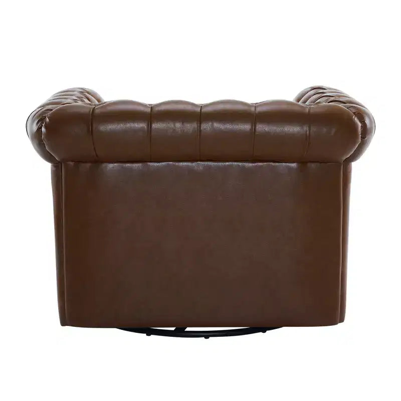 Christopher Knight Home Andrew, fauteuil club pivotant rembourré avec boutons touffetés et accoudoirs roulés, vert foncé/PU