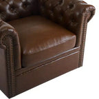 Christopher Knight Home Andrew, fauteuil club pivotant rembourré avec boutons touffetés et accoudoirs roulés, vert foncé/PU